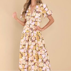 Floral V-Neck Midi Dress
